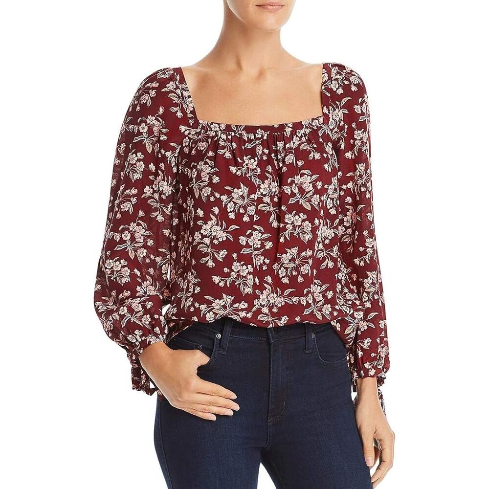 Rebecca Taylor Burgundy Floral Blouse